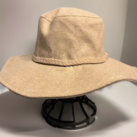 Anthro ASN Cowboy Sun Hat Tan Fedora Felt Sun‎ Beach Festival Boho Australia - Picture 7 of 11